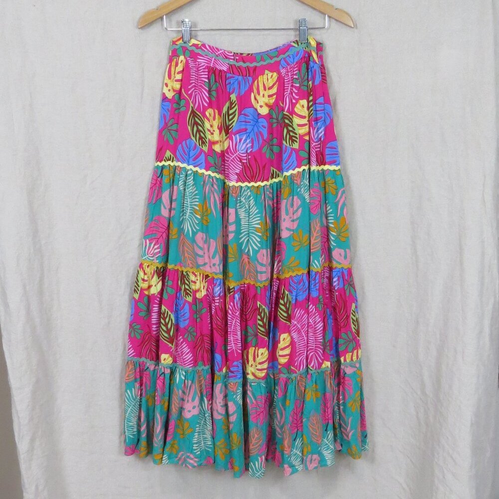 NEW Sugarlips Iris Floral Maxi Skirt SIZE Medium Lined Vibrant Tropical Fuchsia